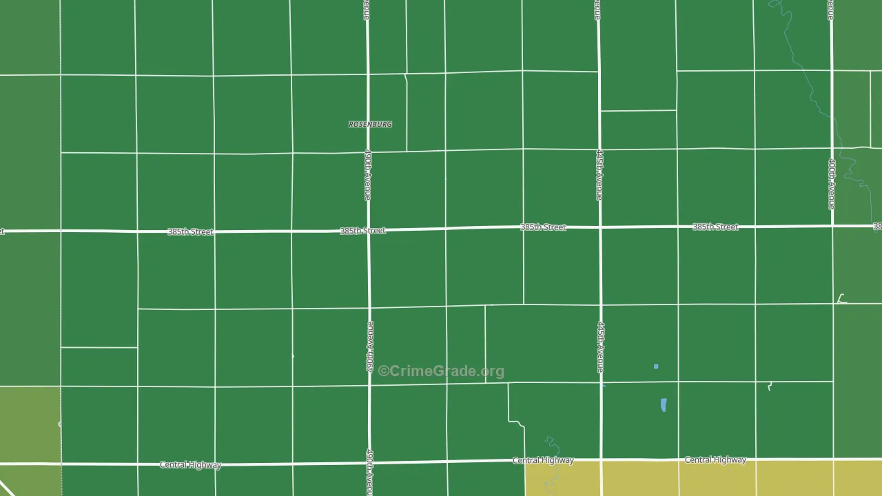 Rosenburg, NE Map of Vehicle Theft Rates