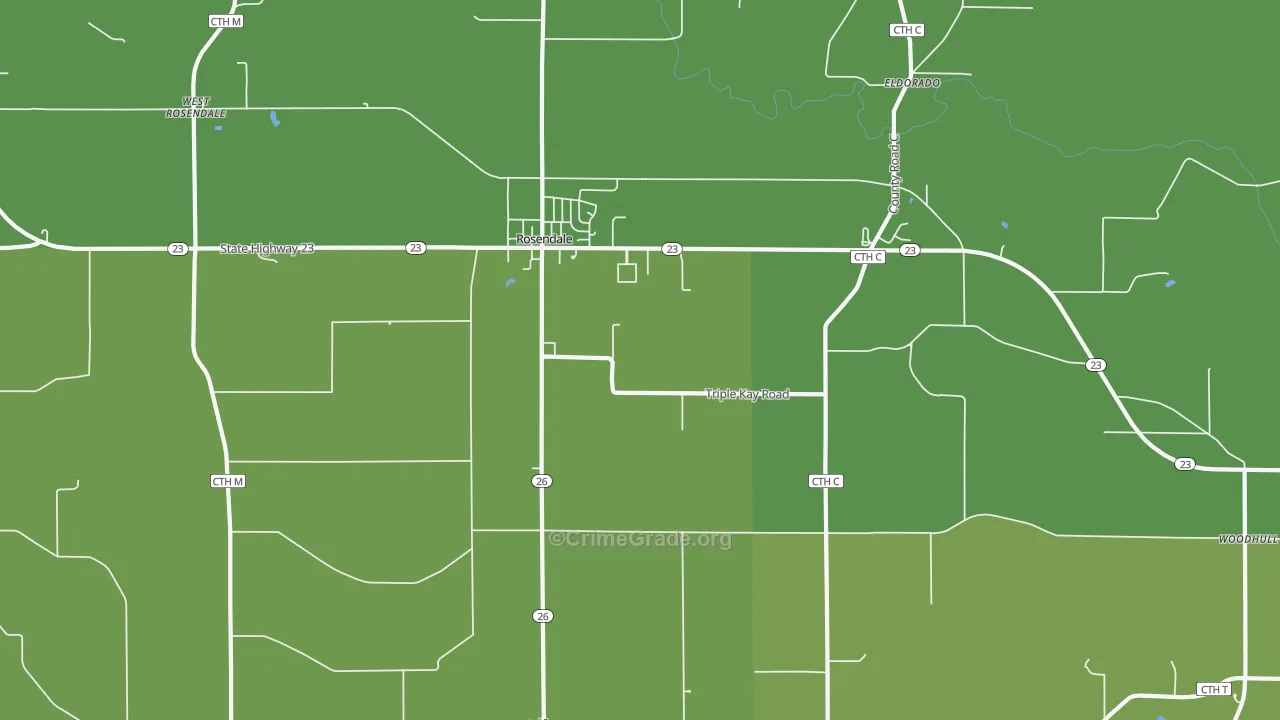 Rosendale, WI Map of Vehicle Theft Rates