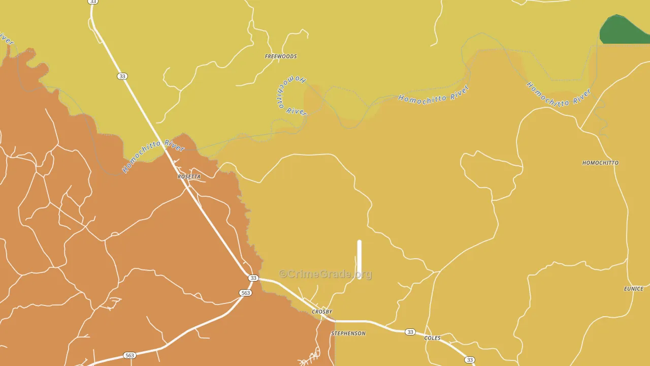 Rosetta, MS Map of Vehicle Theft Rates