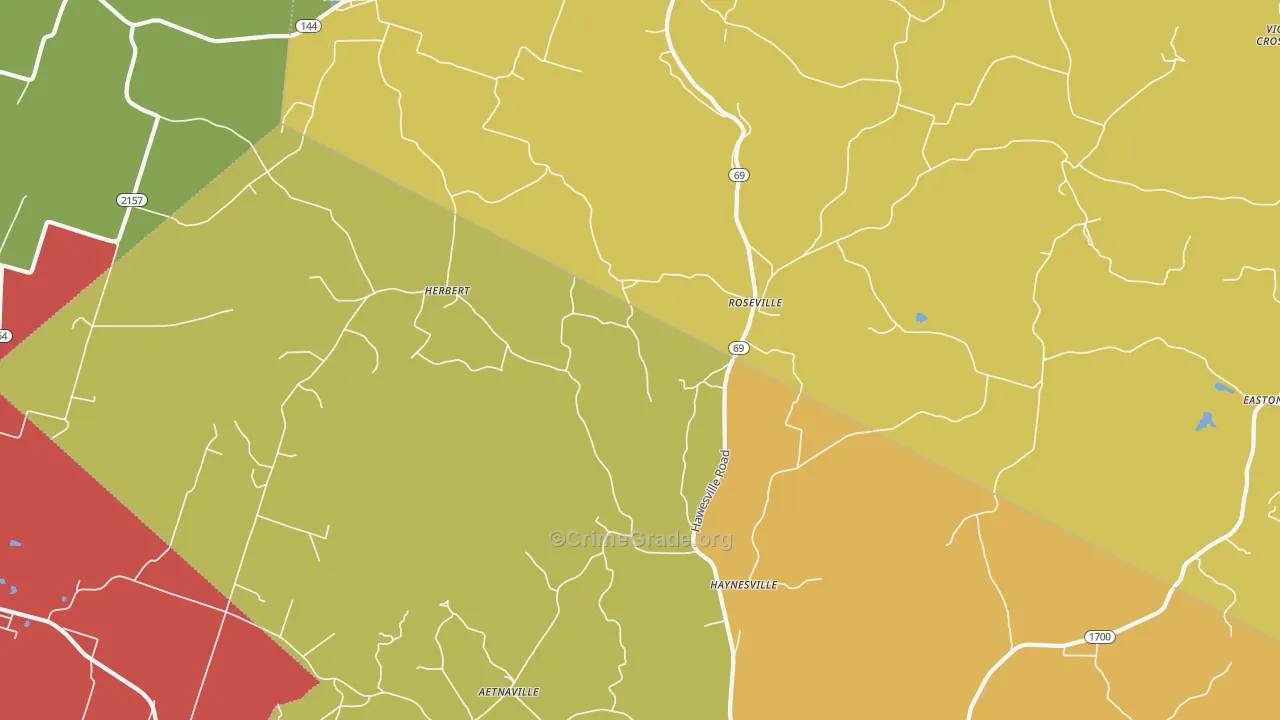 Roseville, KY Map of Vehicle Theft Rates