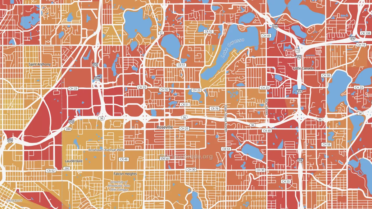 Roseville, MN Map of Vehicle Theft Rates