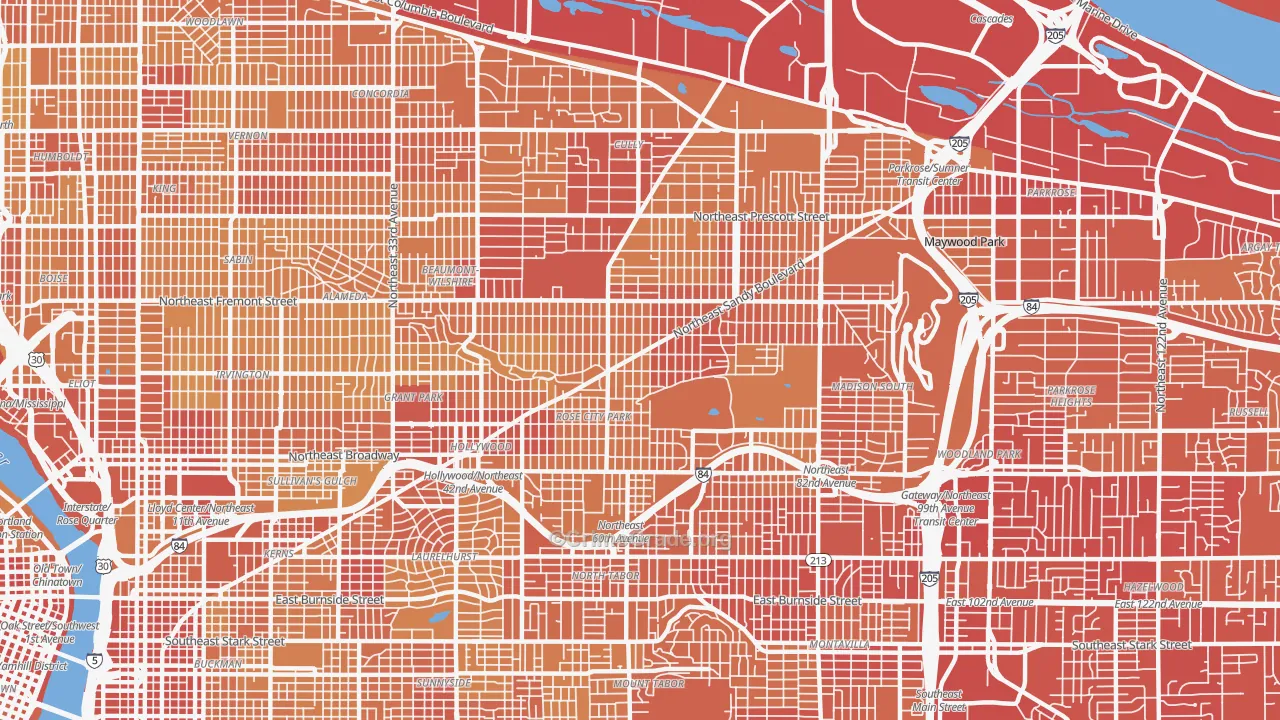 Roseway, Portland, OR Map of Vehicle Theft Rates