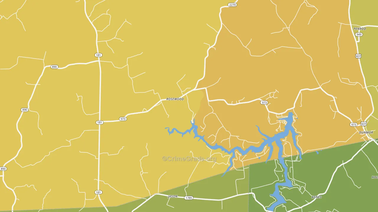 Rosewood, KY Map of Vehicle Theft Rates