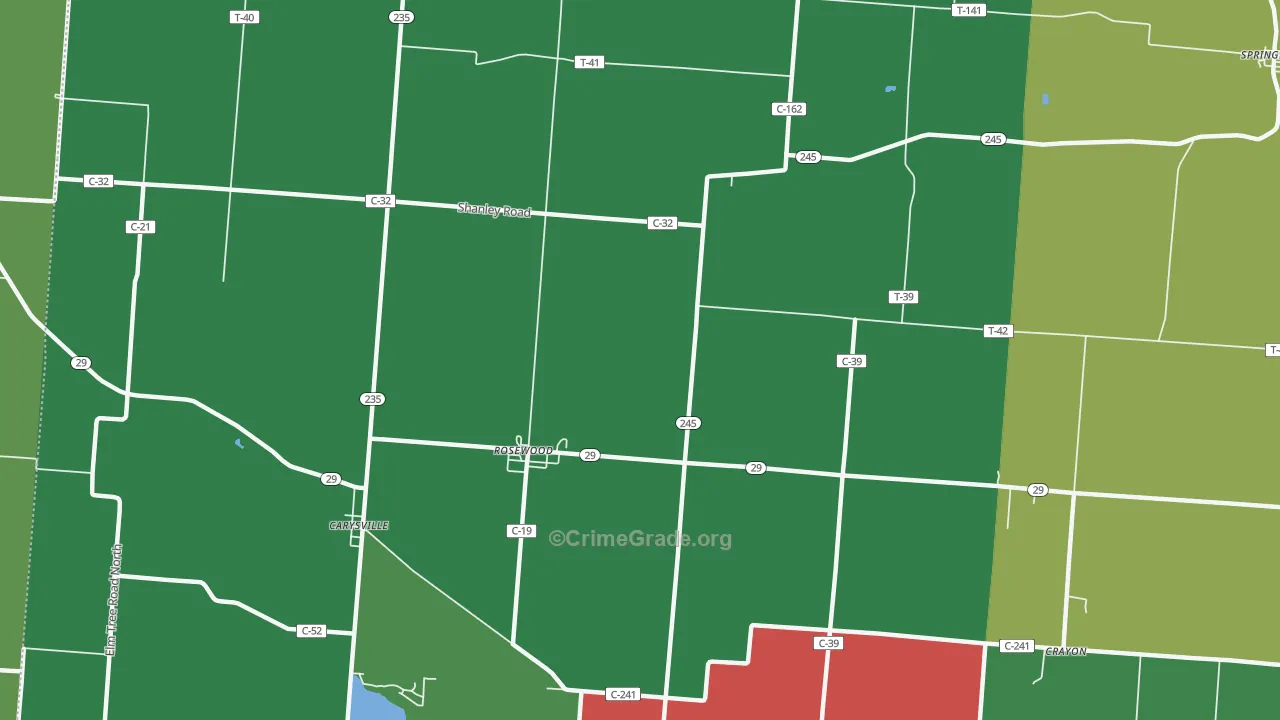 Rosewood, OH Map of Vehicle Theft Rates