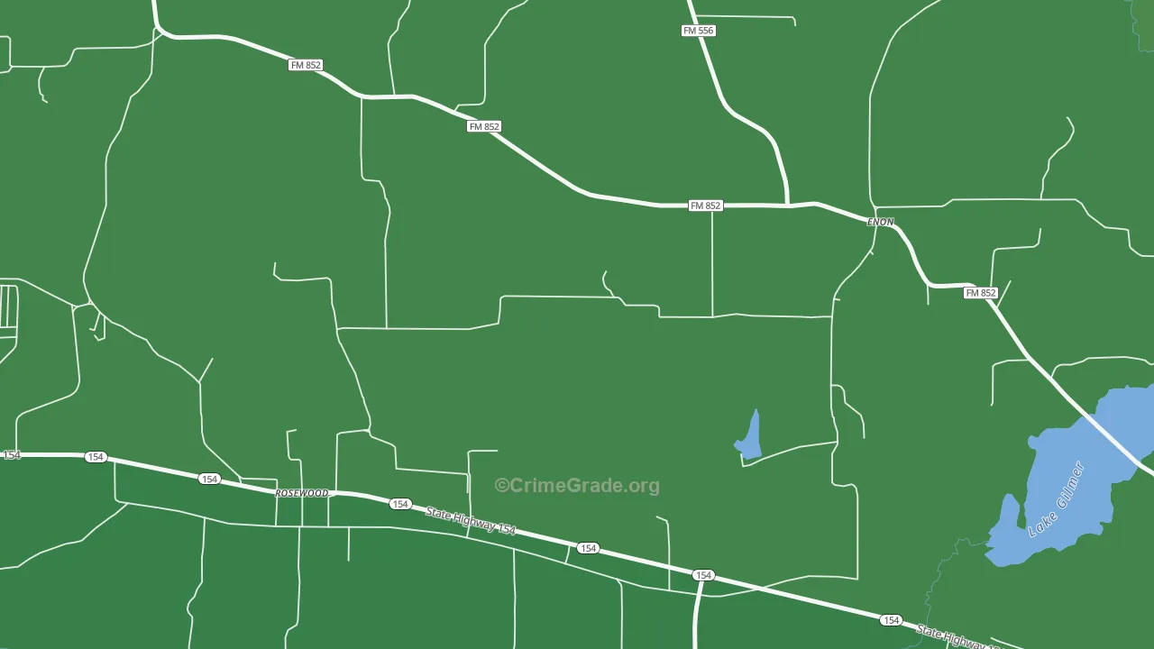 Rosewood, TX Map of Vehicle Theft Rates