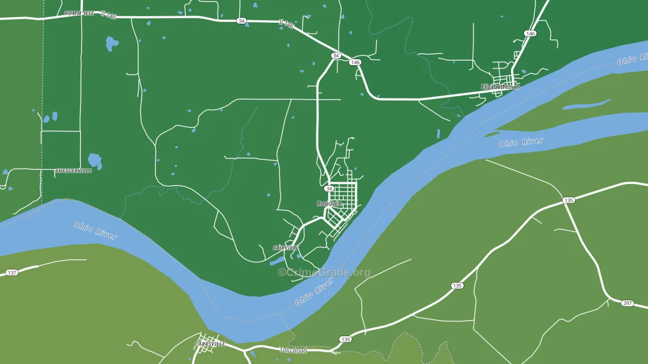 Rosiclare, IL Map of Vehicle Theft Rates