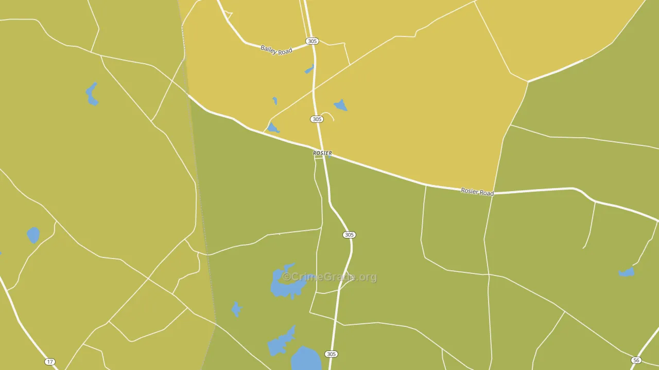 Rosier, GA Map of Vehicle Theft Rates