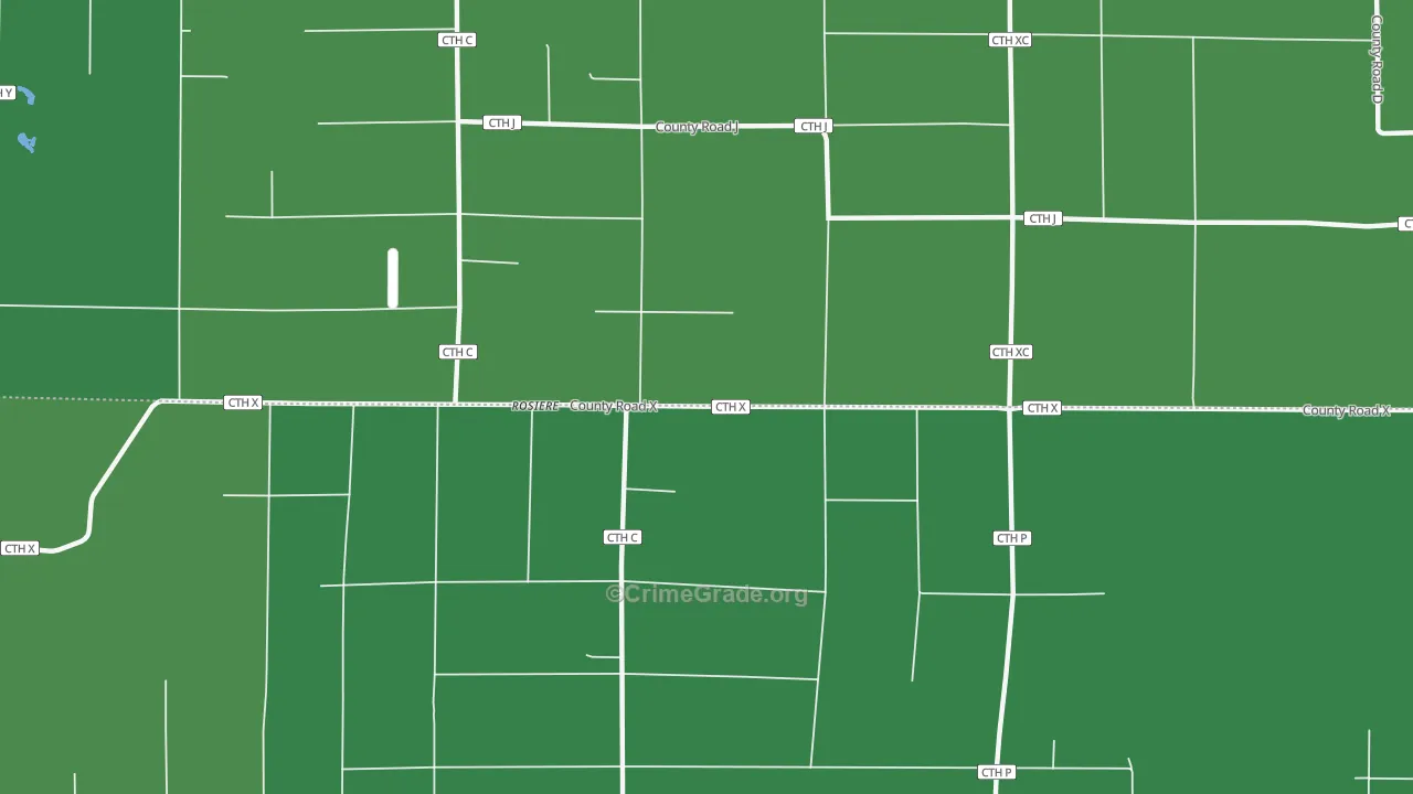 Rosiere, WI Map of Vehicle Theft Rates