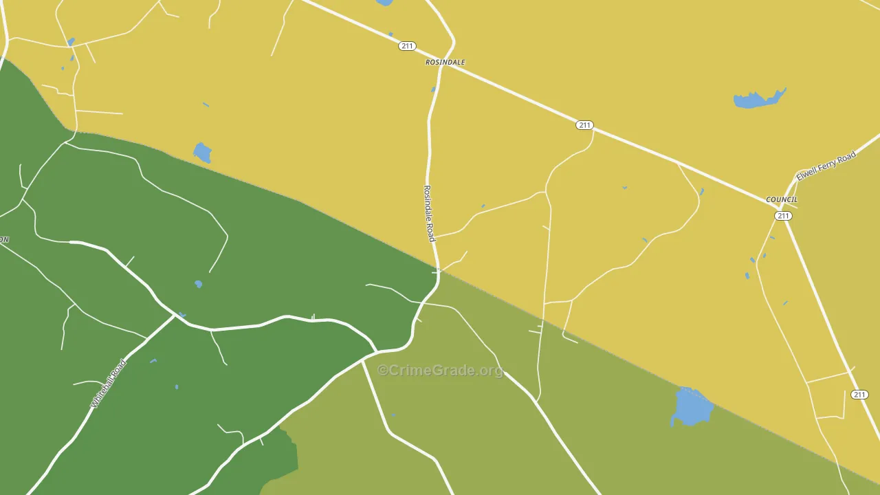 Rosindale, NC Map of Vehicle Theft Rates