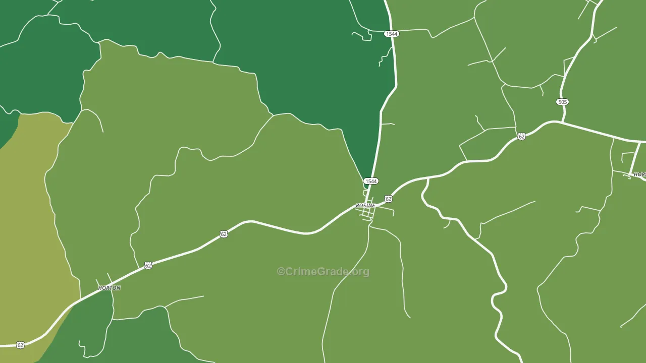 Rosine, KY Map of Vehicle Theft Rates