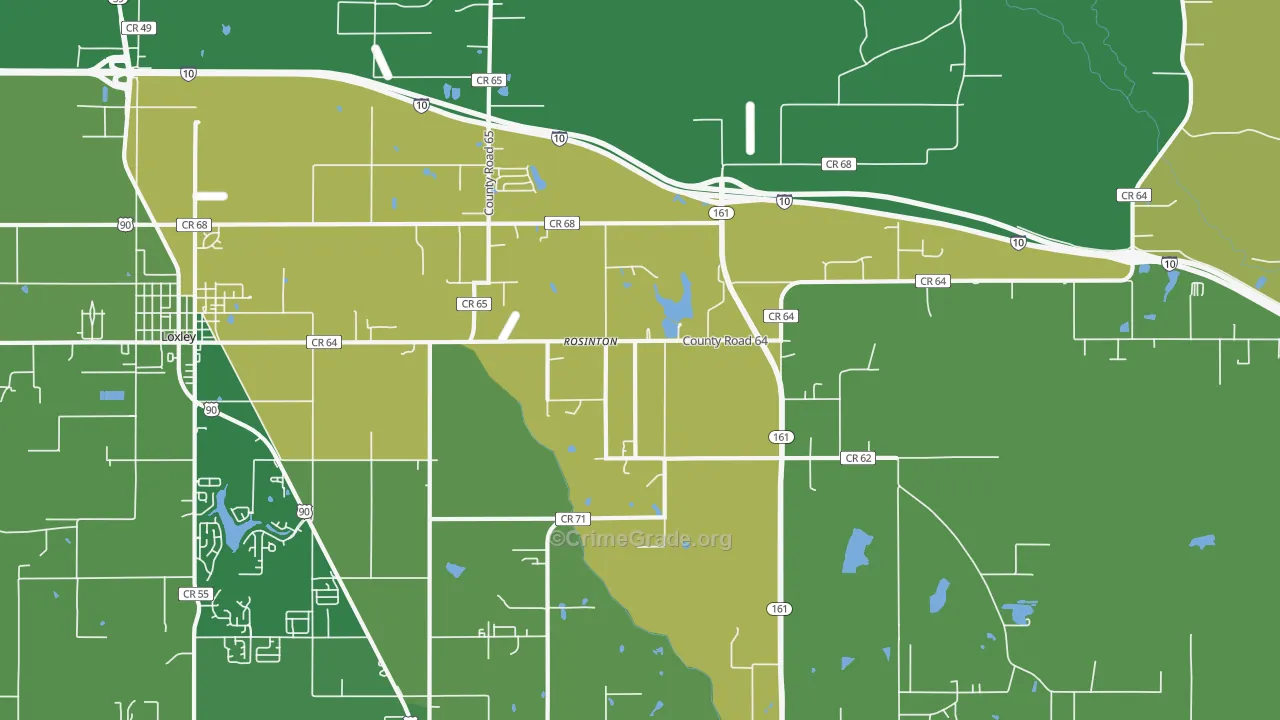 Rosinton, AL Map of Vehicle Theft Rates