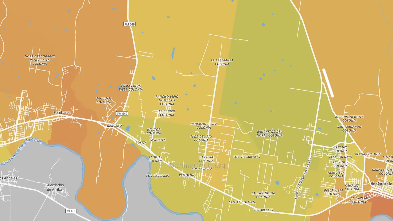 Rosita, TX Map of Vehicle Theft Rates