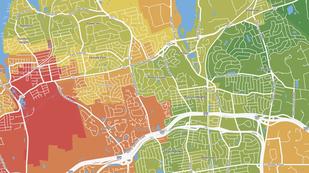 Roslyn Estates, NY Map of Vehicle Theft Rates