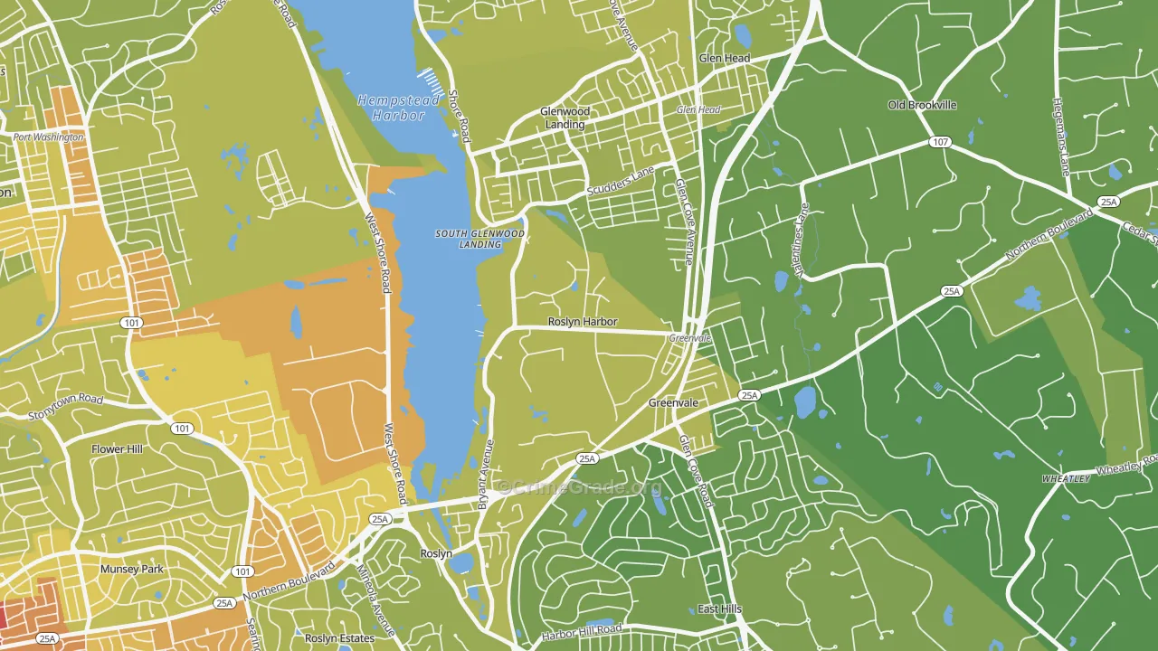 Roslyn Harbor, NY Map of Vehicle Theft Rates