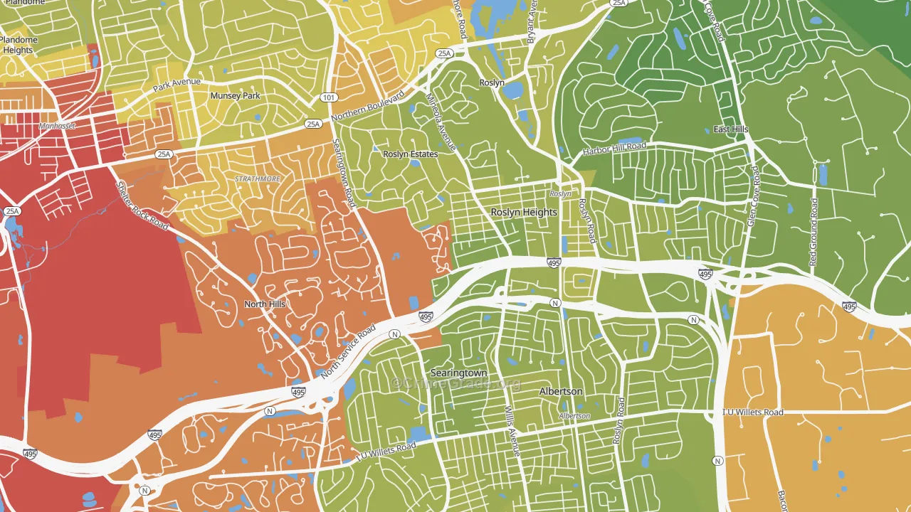Roslyn, NY Map of Vehicle Theft Rates