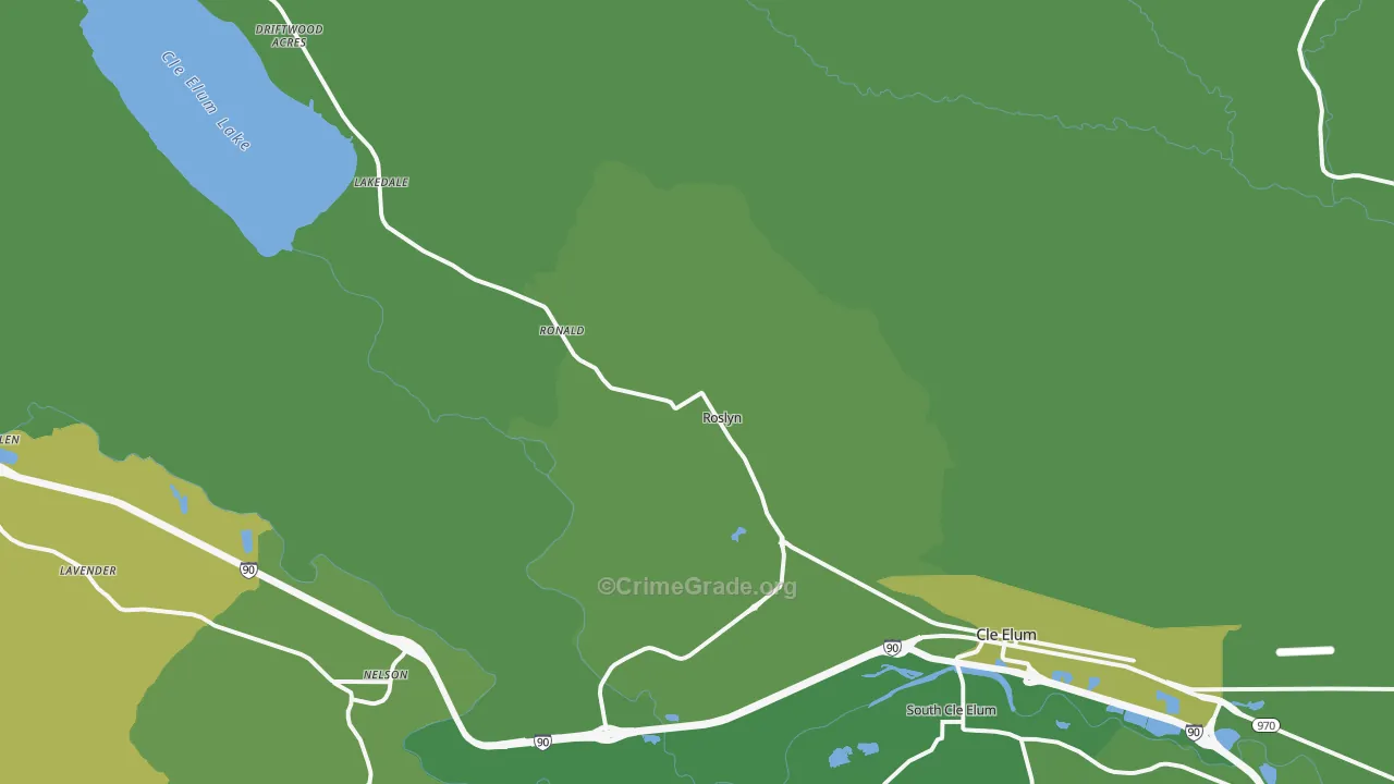 Roslyn, WA Map of Vehicle Theft Rates