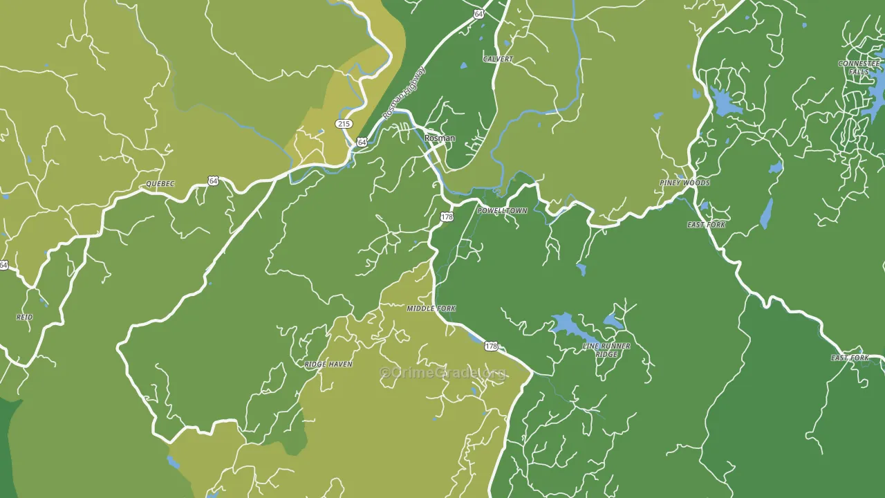 Rosman, NC Map of Vehicle Theft Rates