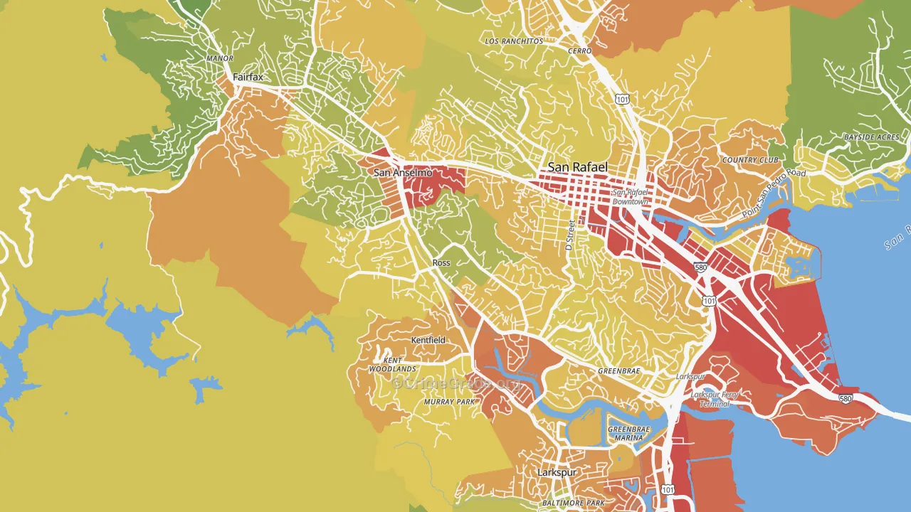 Ross, CA Map of Vehicle Theft Rates