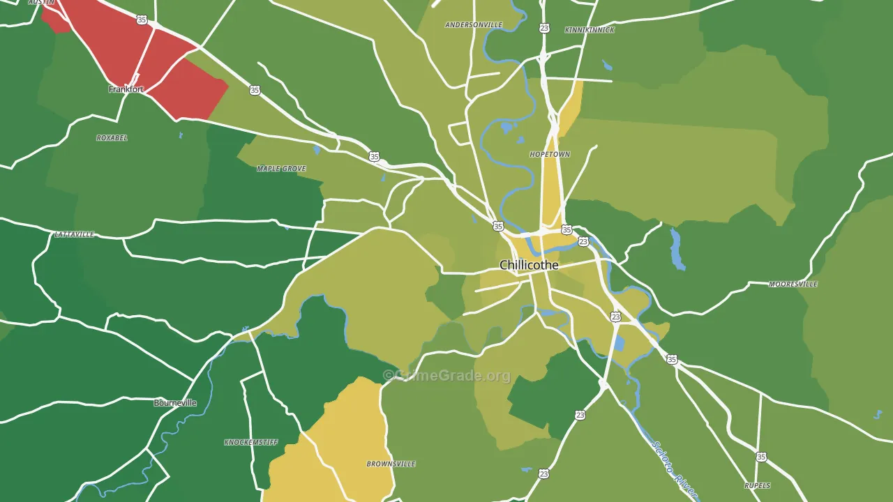 Ross County, OH Map of Vehicle Theft Rates