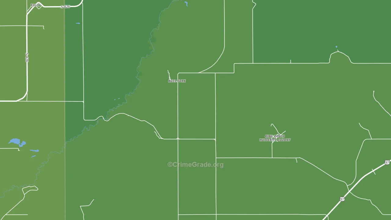 Ross Fork, MT Map of Vehicle Theft Rates