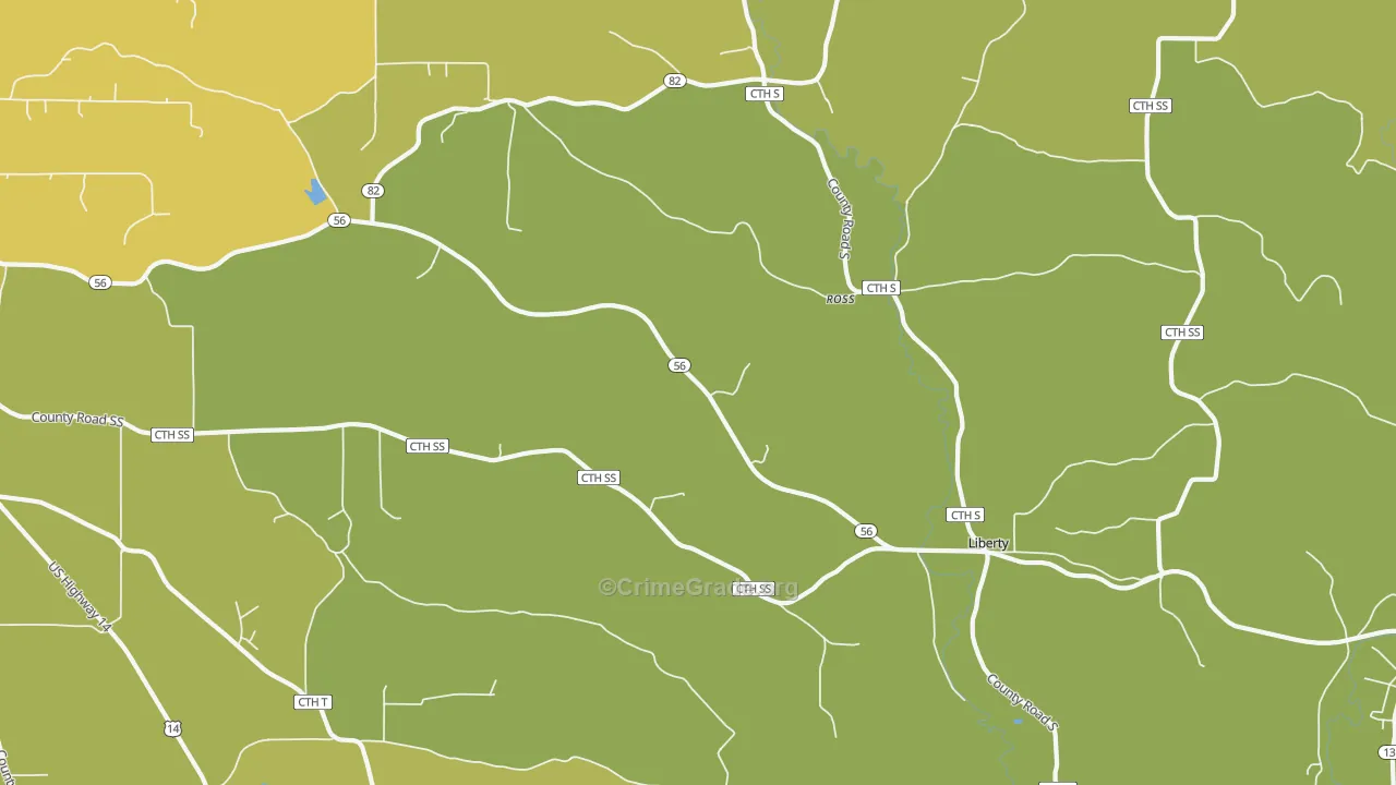 Ross, WI Map of Vehicle Theft Rates