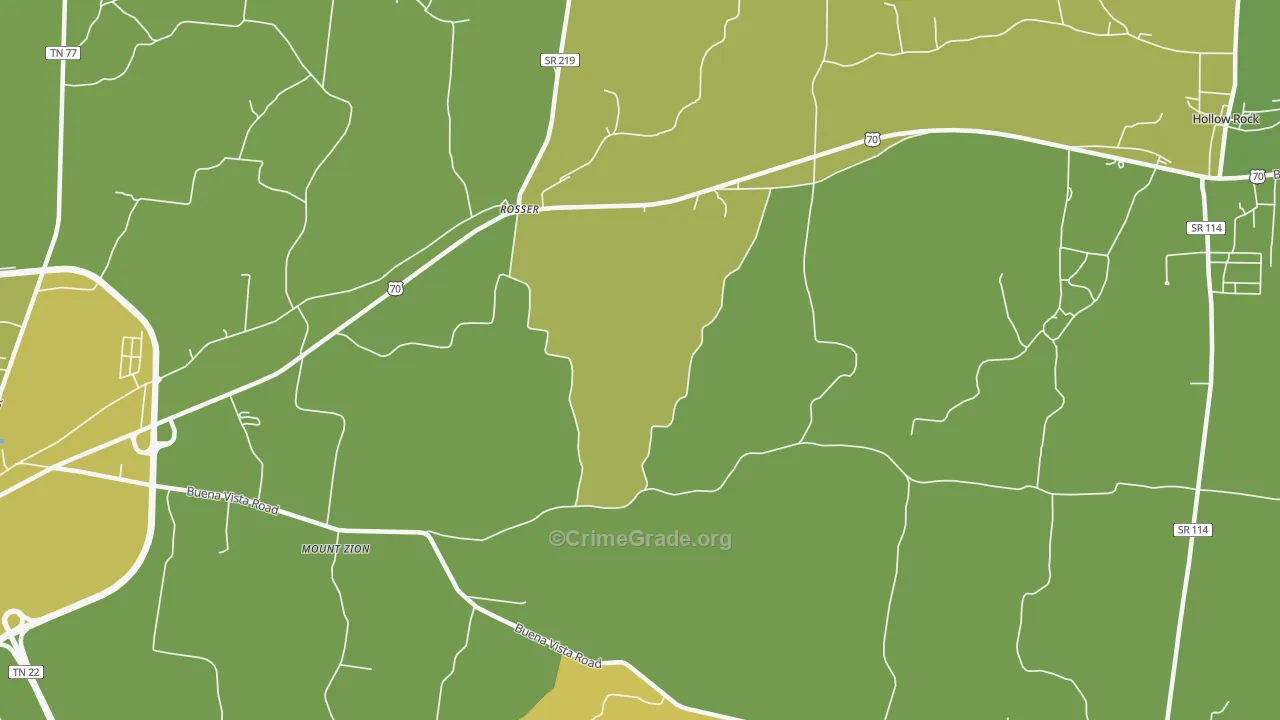 Rosser, TN Map of Vehicle Theft Rates