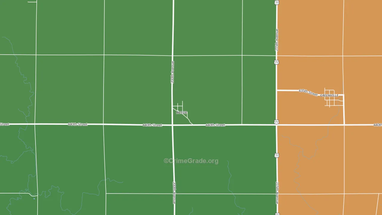 Rossie, IA Map of Vehicle Theft Rates