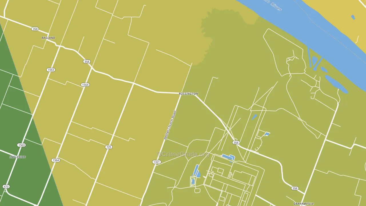 Rossington, KY Map of Vehicle Theft Rates