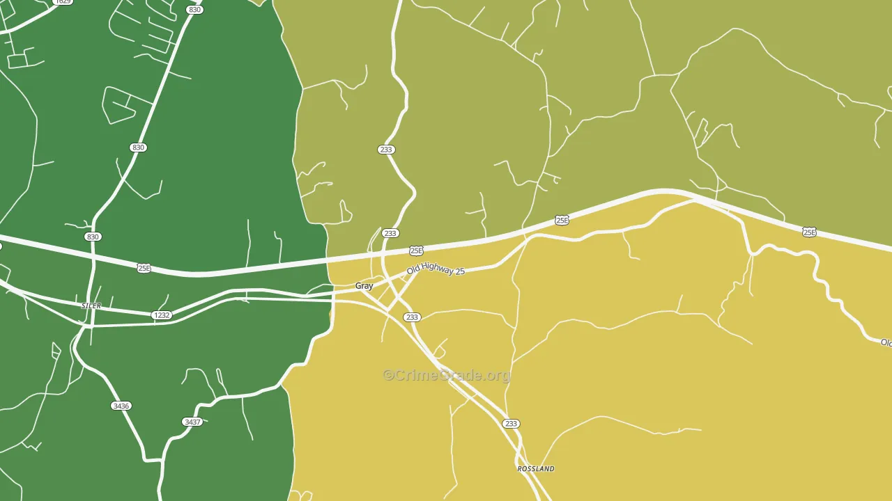 Rossland, KY Map of Vehicle Theft Rates
