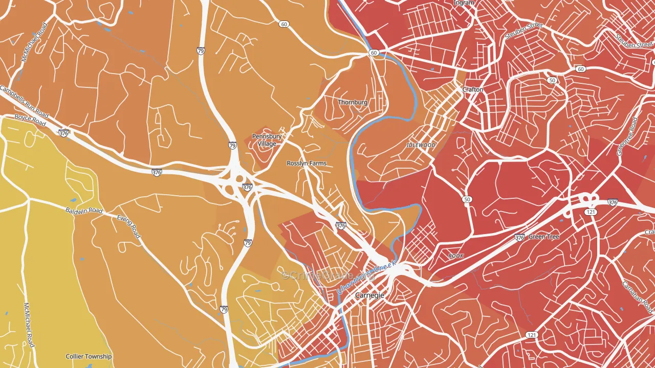 Rosslyn Farms, PA Map of Vehicle Theft Rates