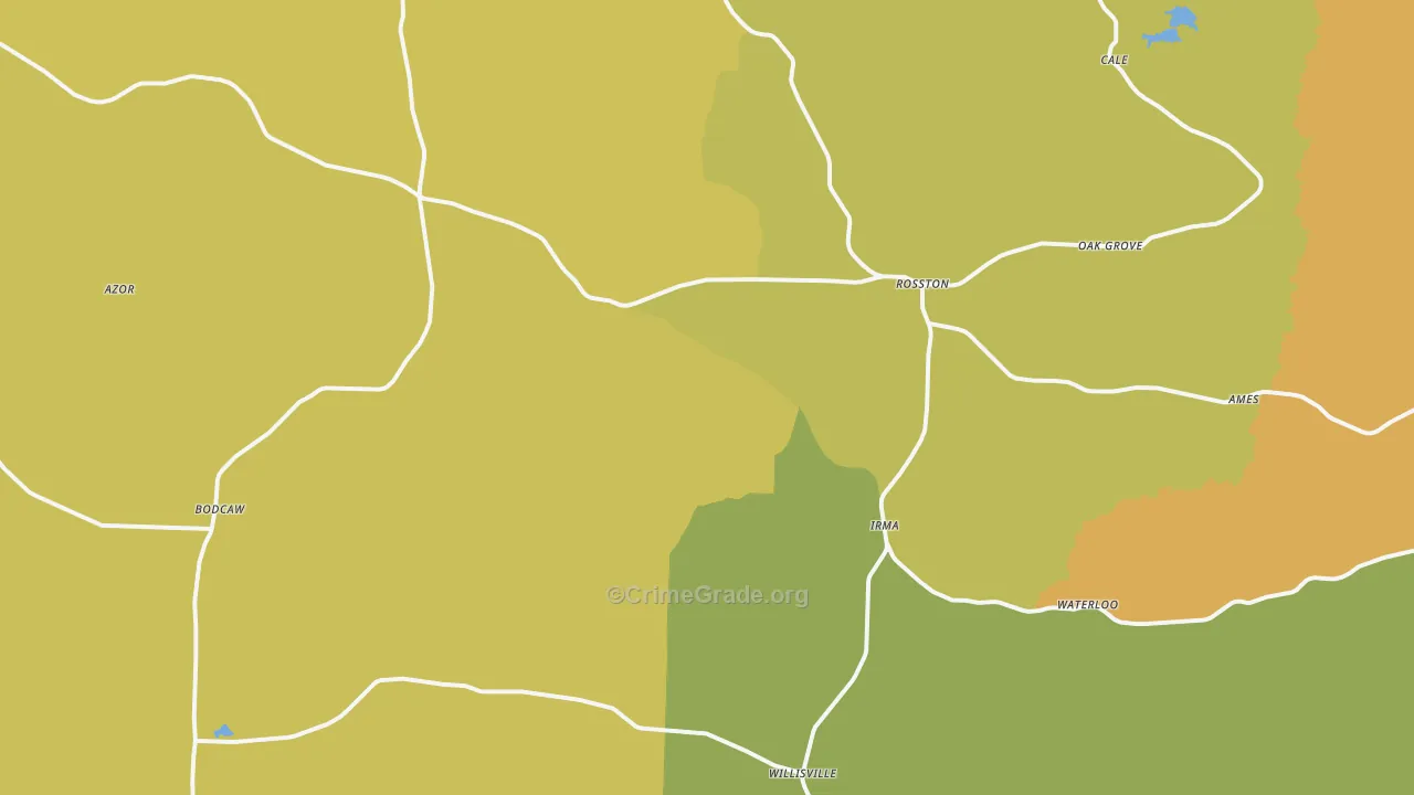 Rosston, AR Map of Vehicle Theft Rates