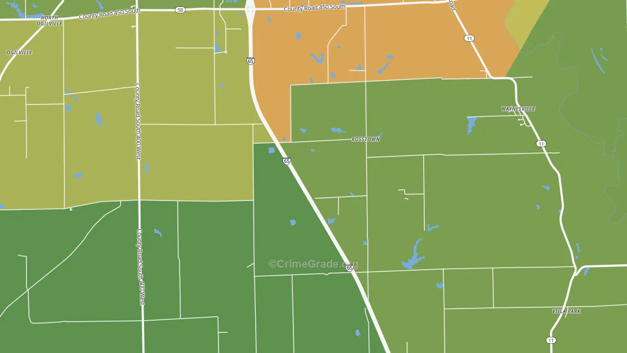 Rosstown, IN Map of Vehicle Theft Rates