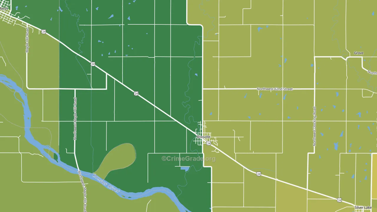 Rossville, KS Map of Vehicle Theft Rates