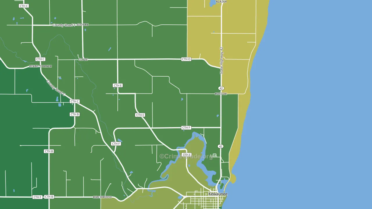 Rostok, WI Map of Vehicle Theft Rates