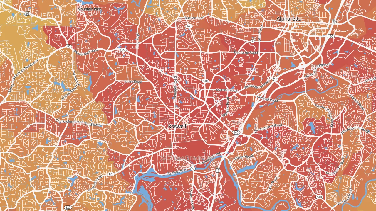Roswell, GA Map of Vehicle Theft Rates