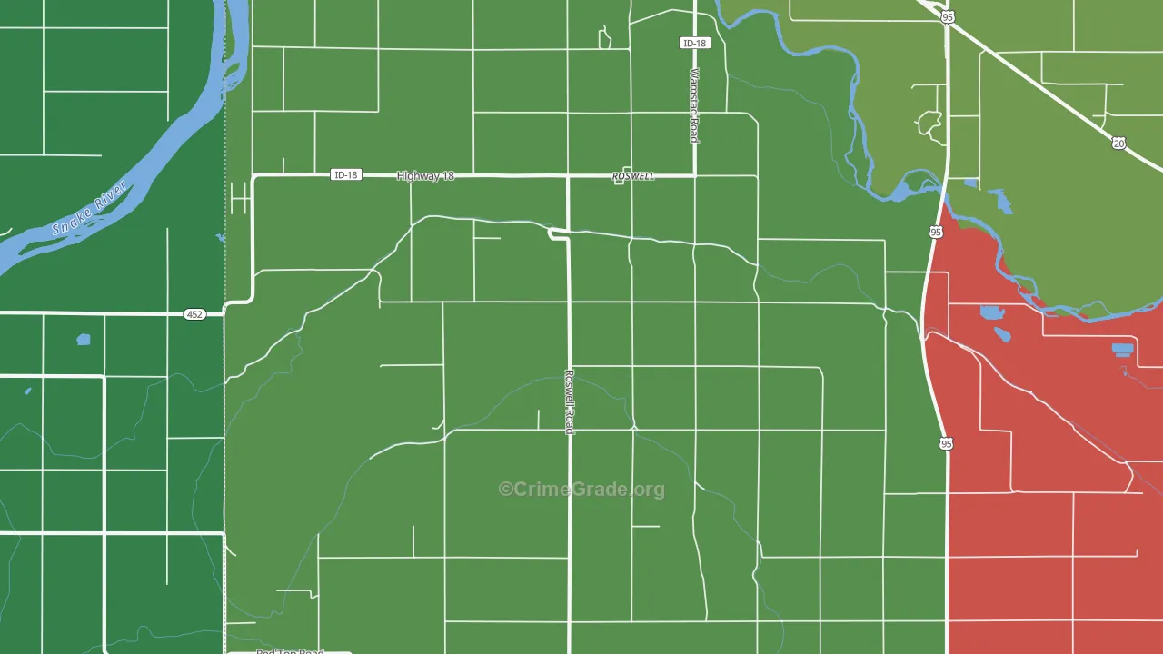 Roswell, ID Map of Vehicle Theft Rates