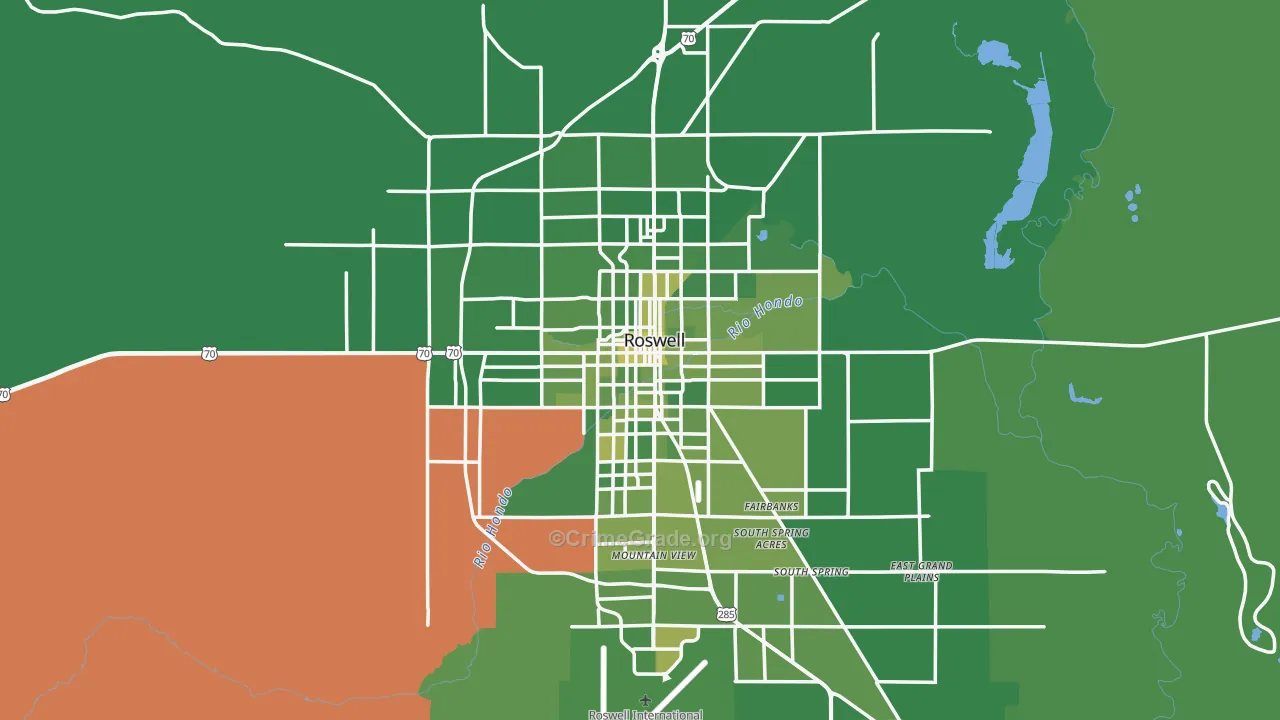 Roswell, NM Map of Vehicle Theft Rates
