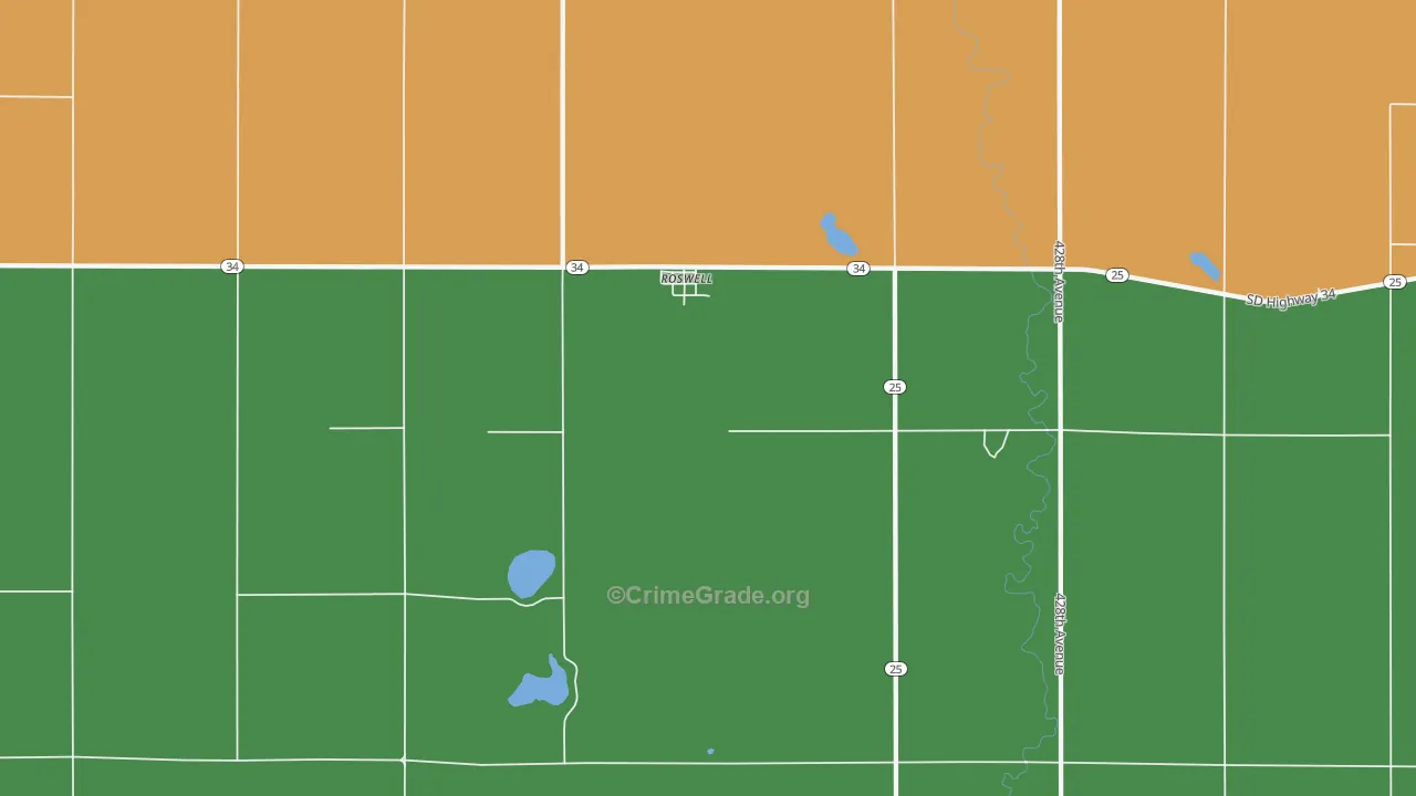 Roswell, SD Map of Vehicle Theft Rates
