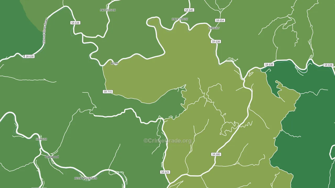 Roth, VA Map of Vehicle Theft Rates