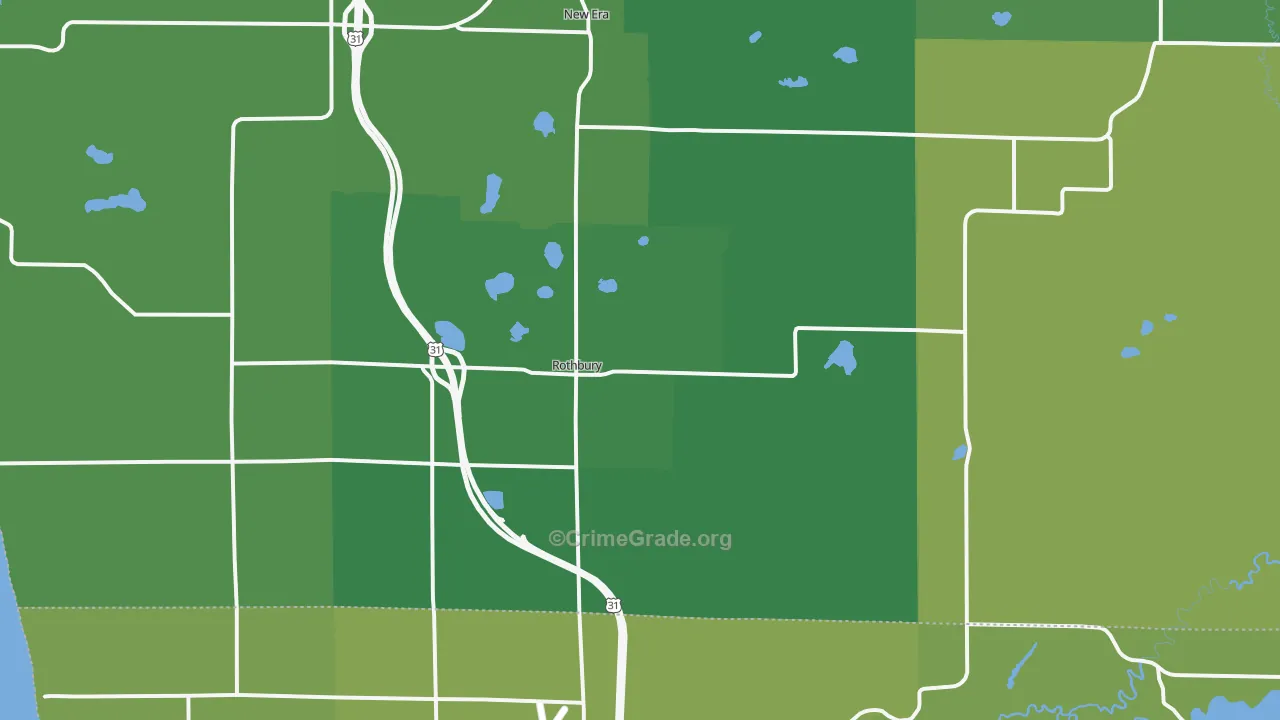 Rothbury, MI Map of Vehicle Theft Rates