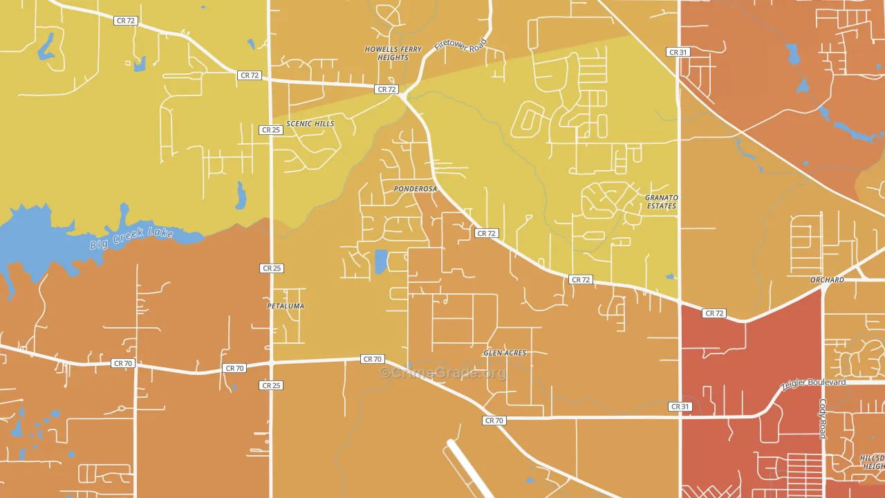 Rothfield, Semmes, AL Map of Vehicle Theft Rates