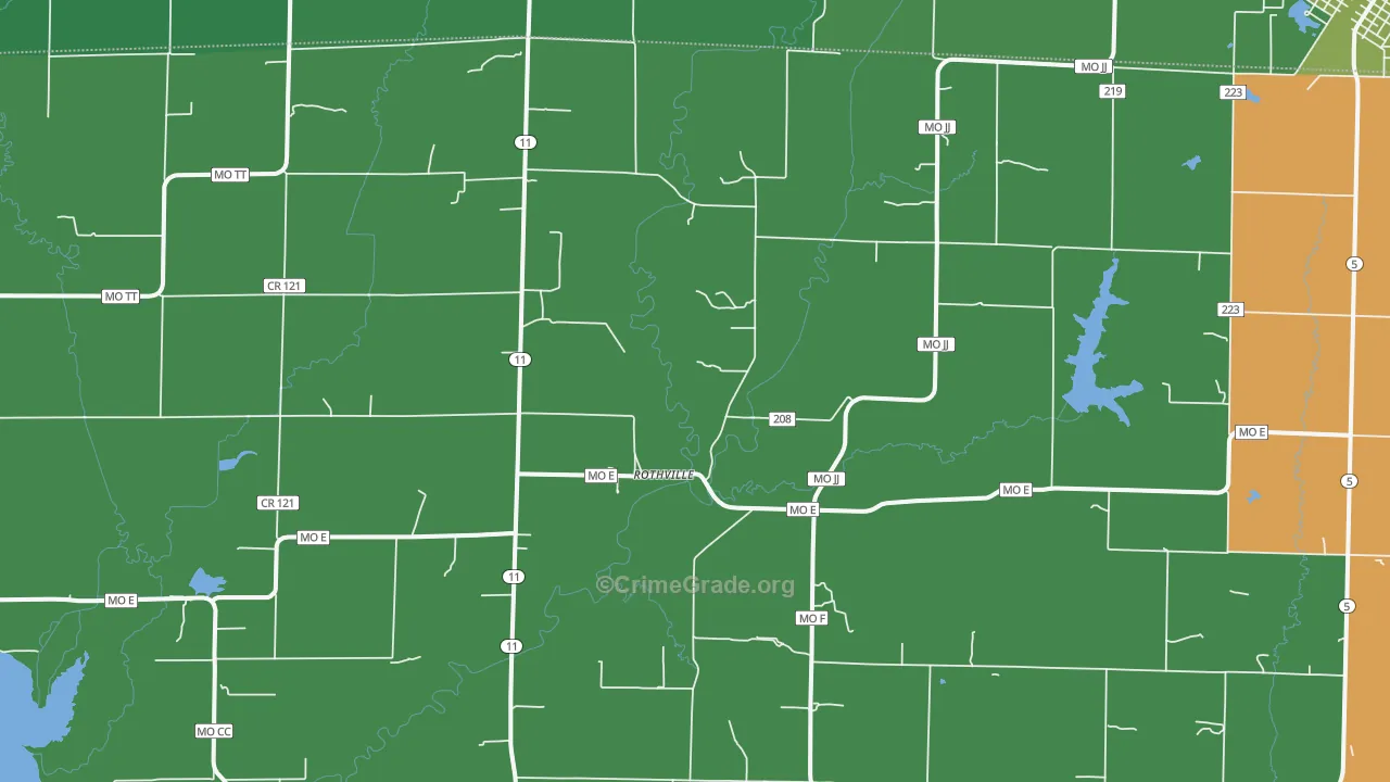 Rothville, MO Map of Vehicle Theft Rates