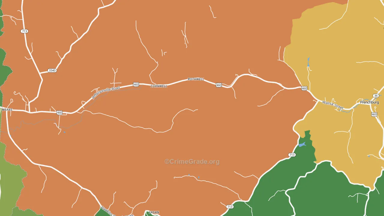 Rothwell, KY Map of Vehicle Theft Rates
