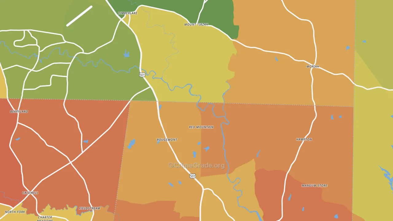 Rougemont, NC Map of Vehicle Theft Rates