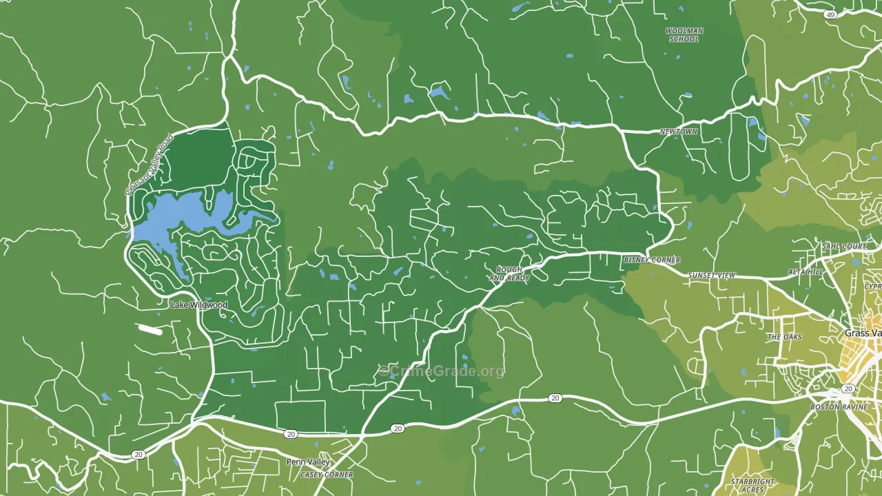 Rough And Ready, CA Map of Vehicle Theft Rates