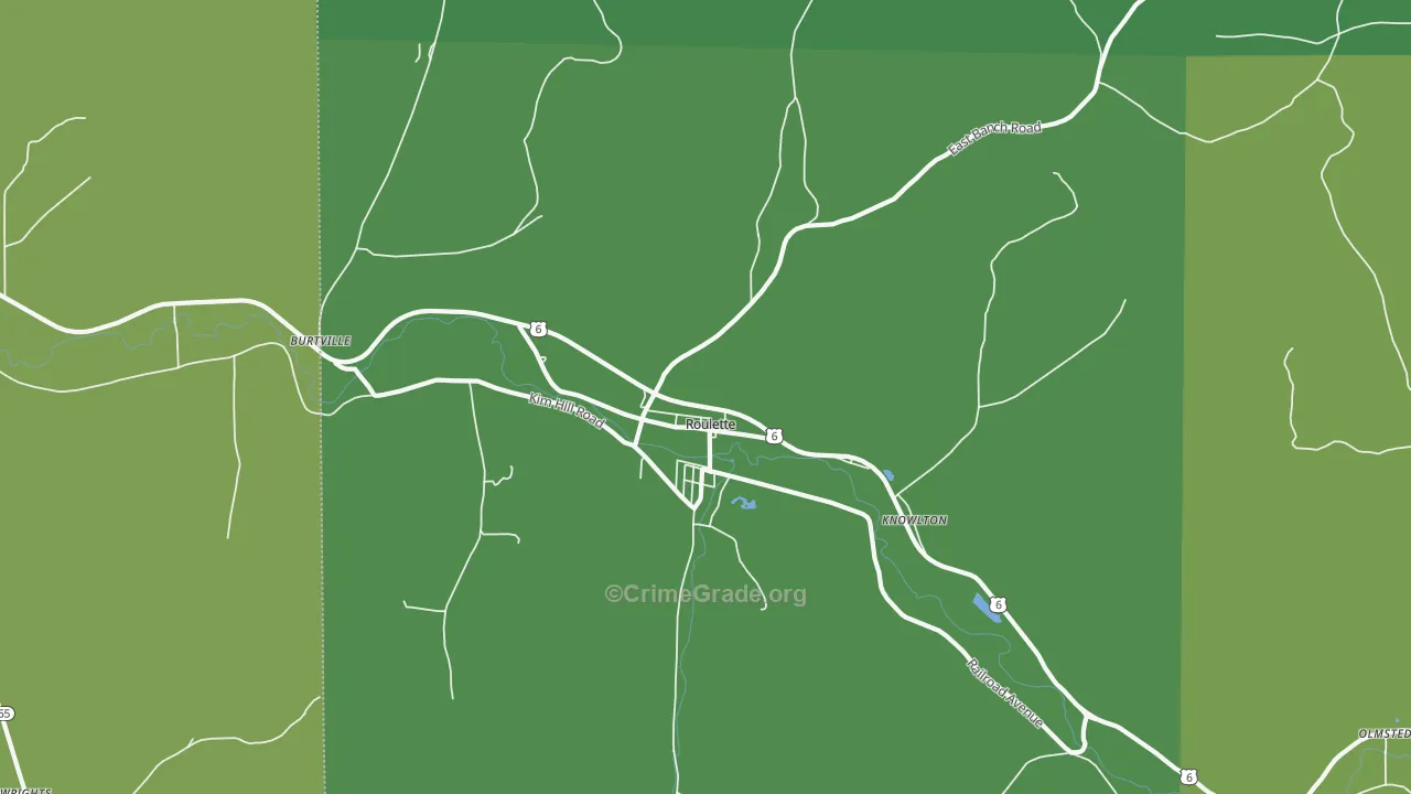 Roulette, PA Map of Vehicle Theft Rates