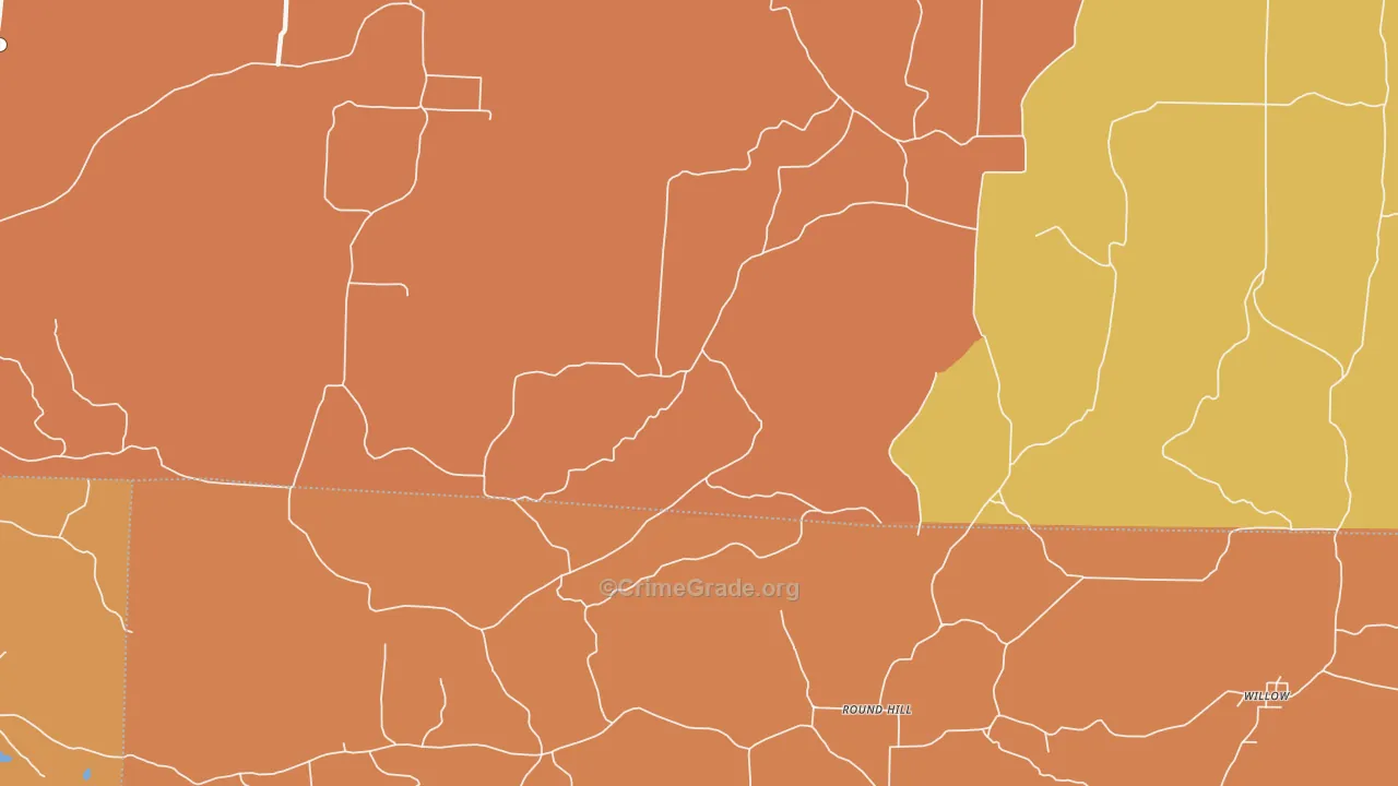 Round Hill, AR Map of Vehicle Theft Rates