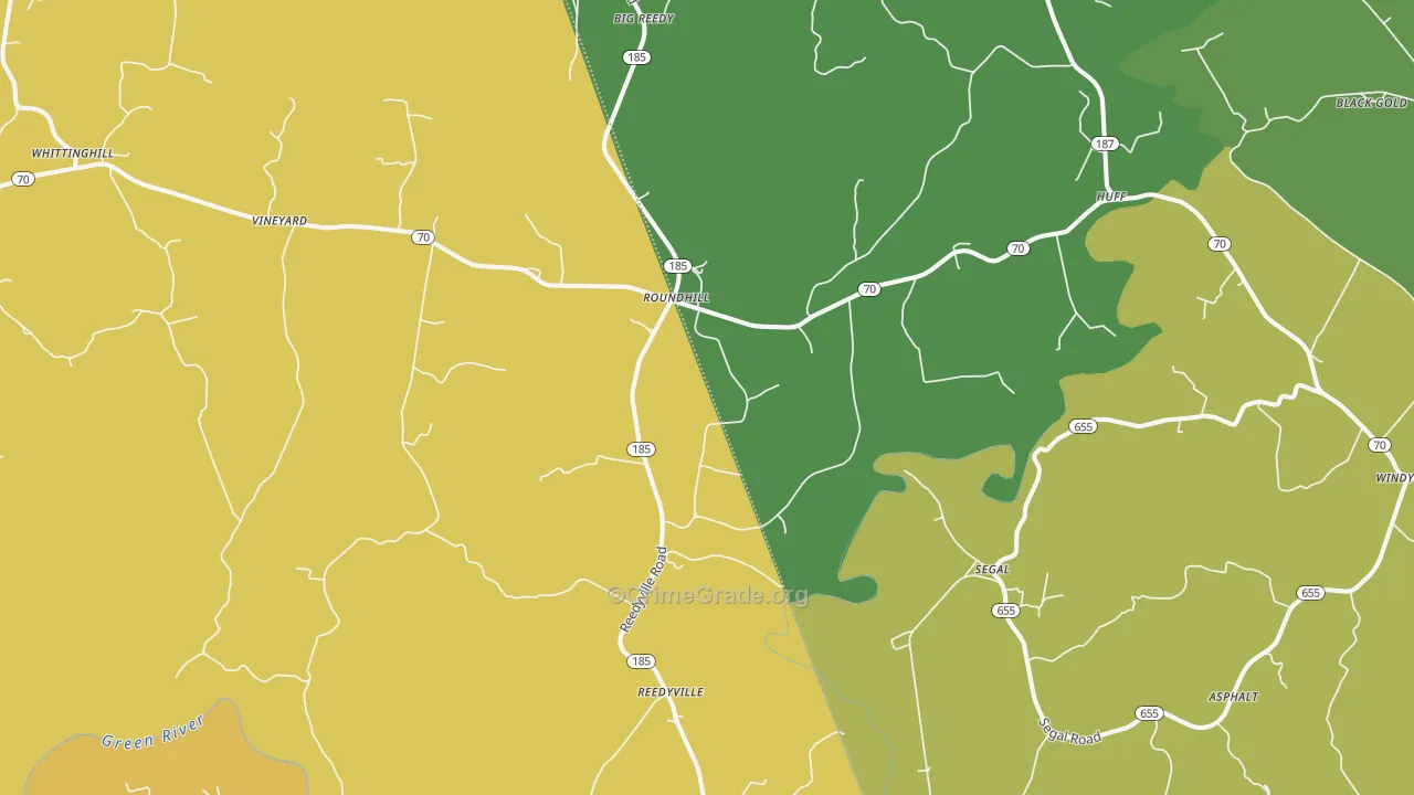 Round Hill, KY Map of Vehicle Theft Rates