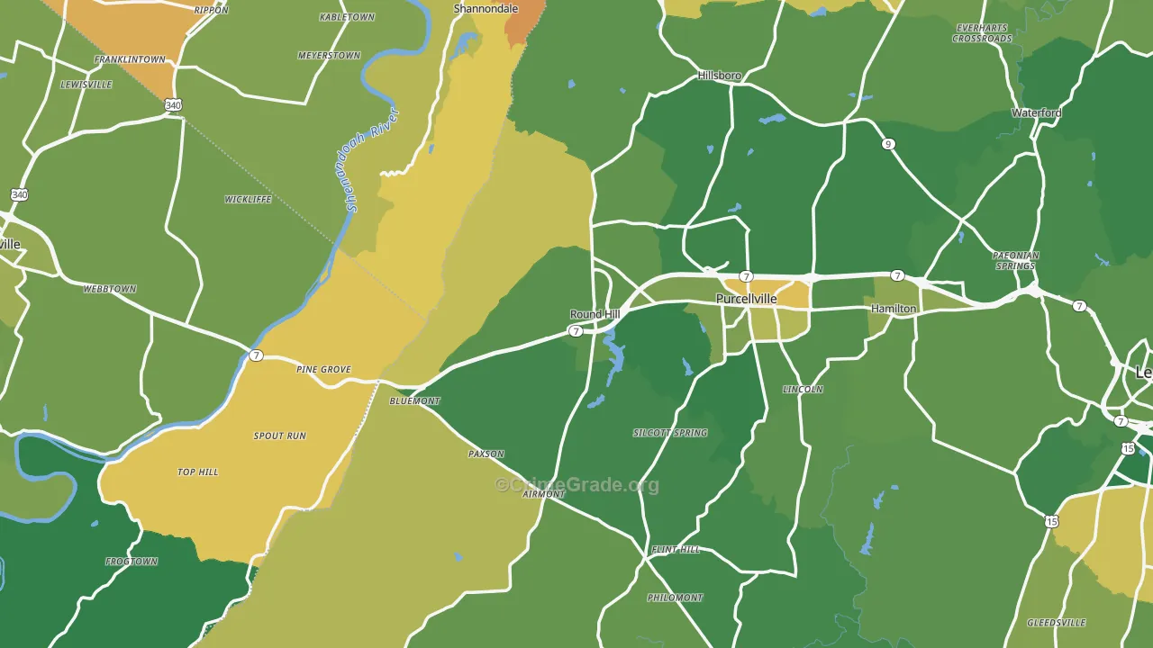 Round Hill, VA Map of Vehicle Theft Rates