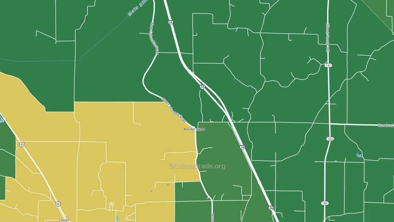 Round Knob, IL Map of Vehicle Theft Rates